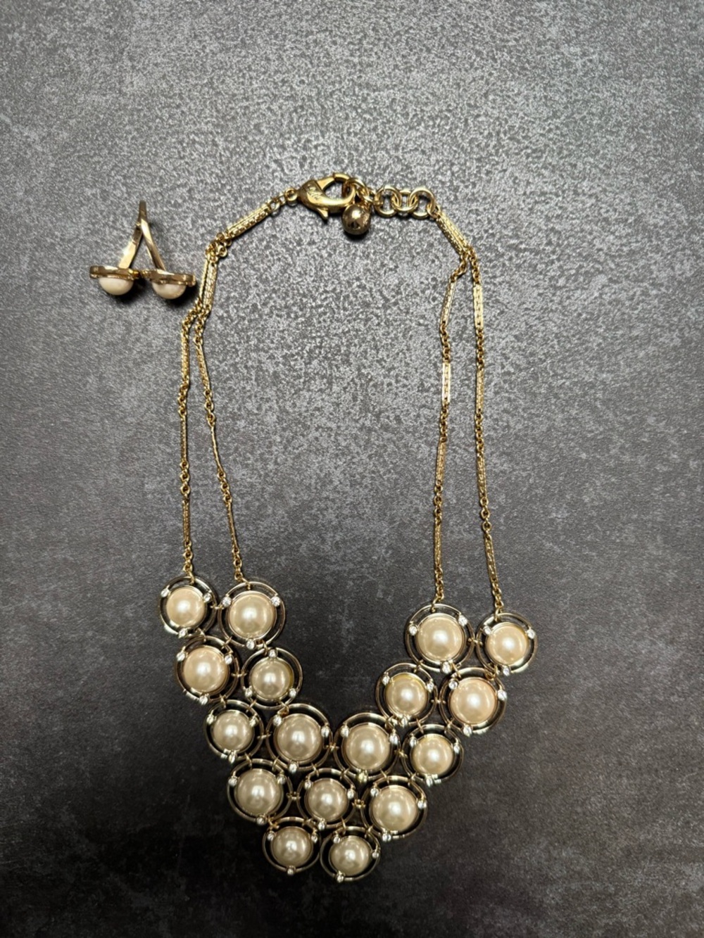 Lulu Frost Gold-Tone Pearl Statement Necklace and Stud Earrings Set